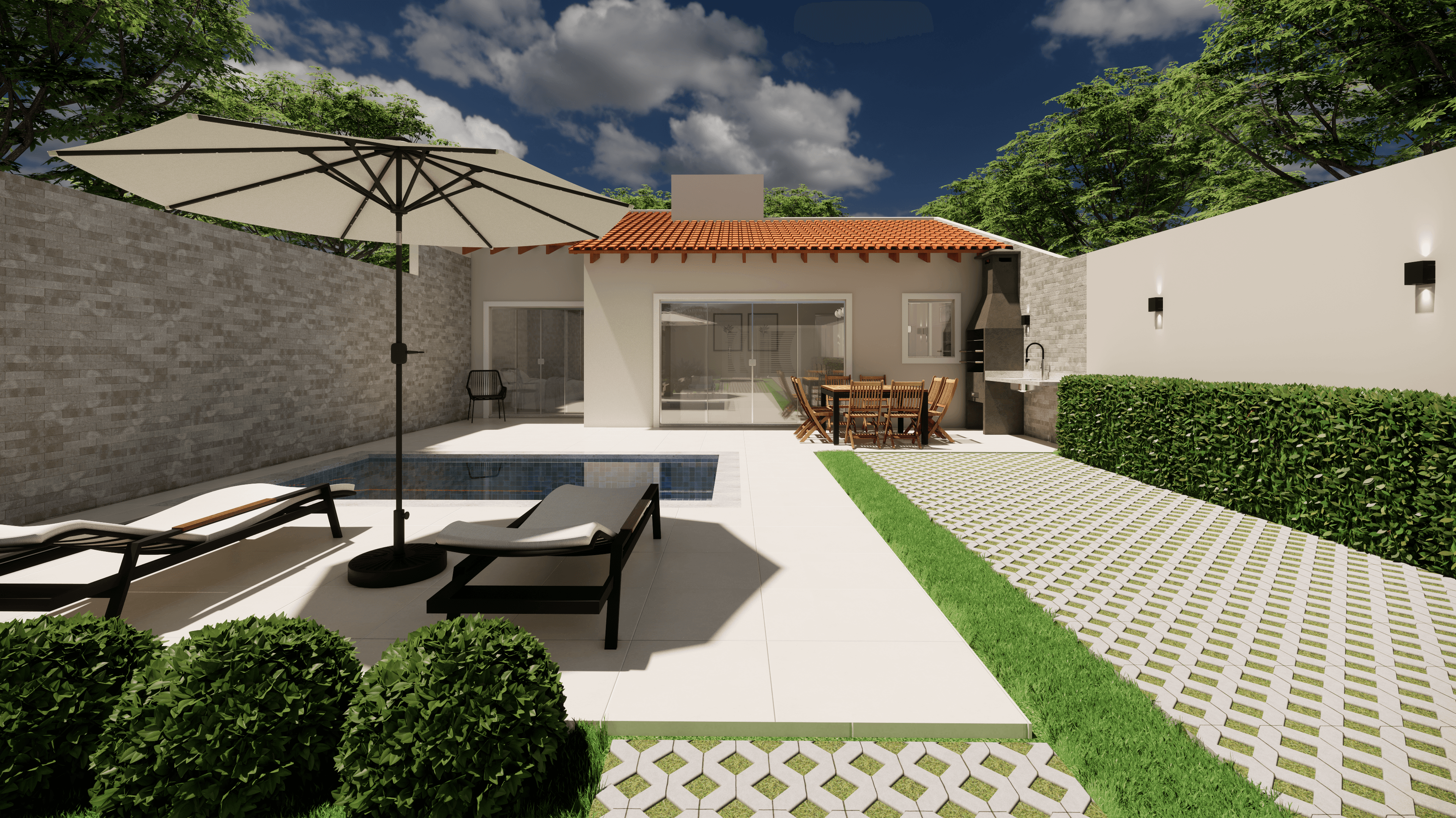Perspectiva de projeto residencial em loteamento da Plan